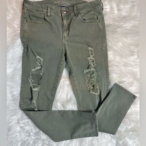 American Eagle Distressed Twill Jeggings (Size 12)